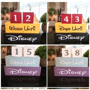 Countdown to Disney Vacation Wood Blocks Calendar Reversible Weeks Until Disney Days Until Disney Classic Mickey or Princess Colors