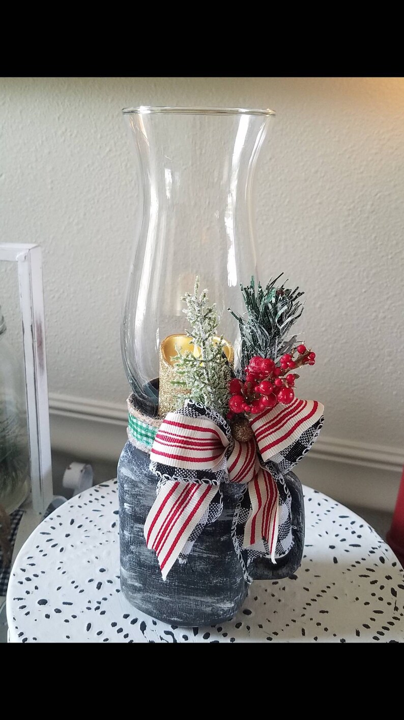 Glass Christmas Lantern Holiday Hurricane Style Candle Holder With Flameless Flicker Candle 11 Tall