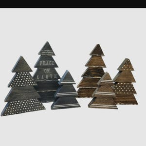 Wooden Christmas Trees Set of 3 Choice of Color
