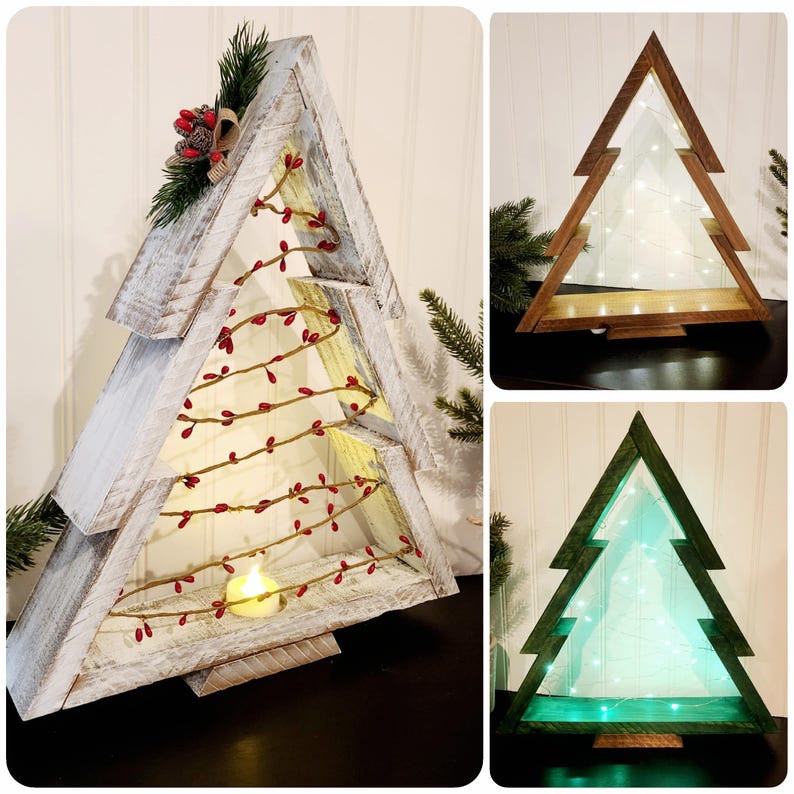 Rustic Pine Wood Christmas Tree With LED Lights Etsy