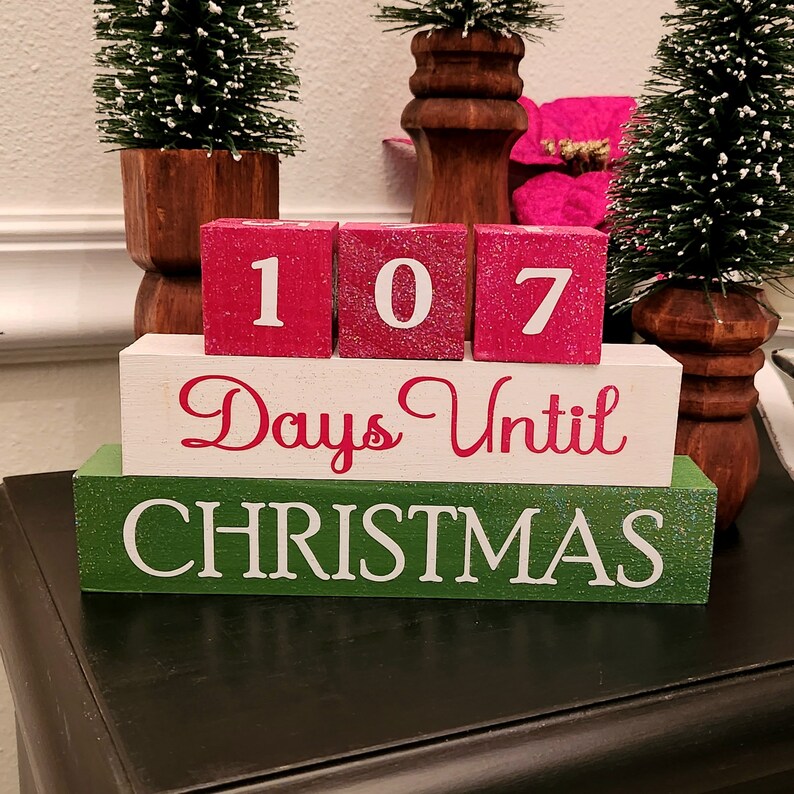 Christmas Countdown Wood Block Calendar – Holiday Shelf Sitter - Etsy