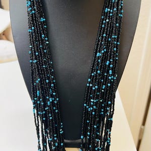 Black seeds necklace/multi strand black seeds beaded necklace/Southwestern 10 strands black seeds beads necklace/