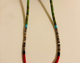 Turquoise Heishi Necklaces/ multi color Heishi beaded Chocker/Natural Hishi Necklace/boho/Southwestern Jewelry/Handmade in USA
