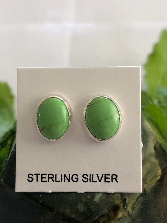 Sterling Silver Flower Stone Earrings Reconsittuted Turquoise, Lapis, Gaspeite Sterling Silver Flower Stone Earrings Reconsittuted Turquoise, Lapis, Gaspeite