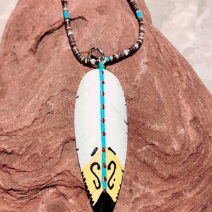 Feather Necklace /White Feathers necklaces /Turquoise Feather Pendent/Indian Jewelry/Handcrafted /Sterling Silver