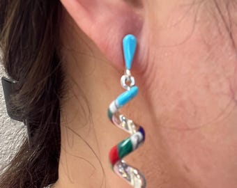 multi Color Spiral post earrings/Spiral earrings/ Multi color earrings/Colorful spiral/