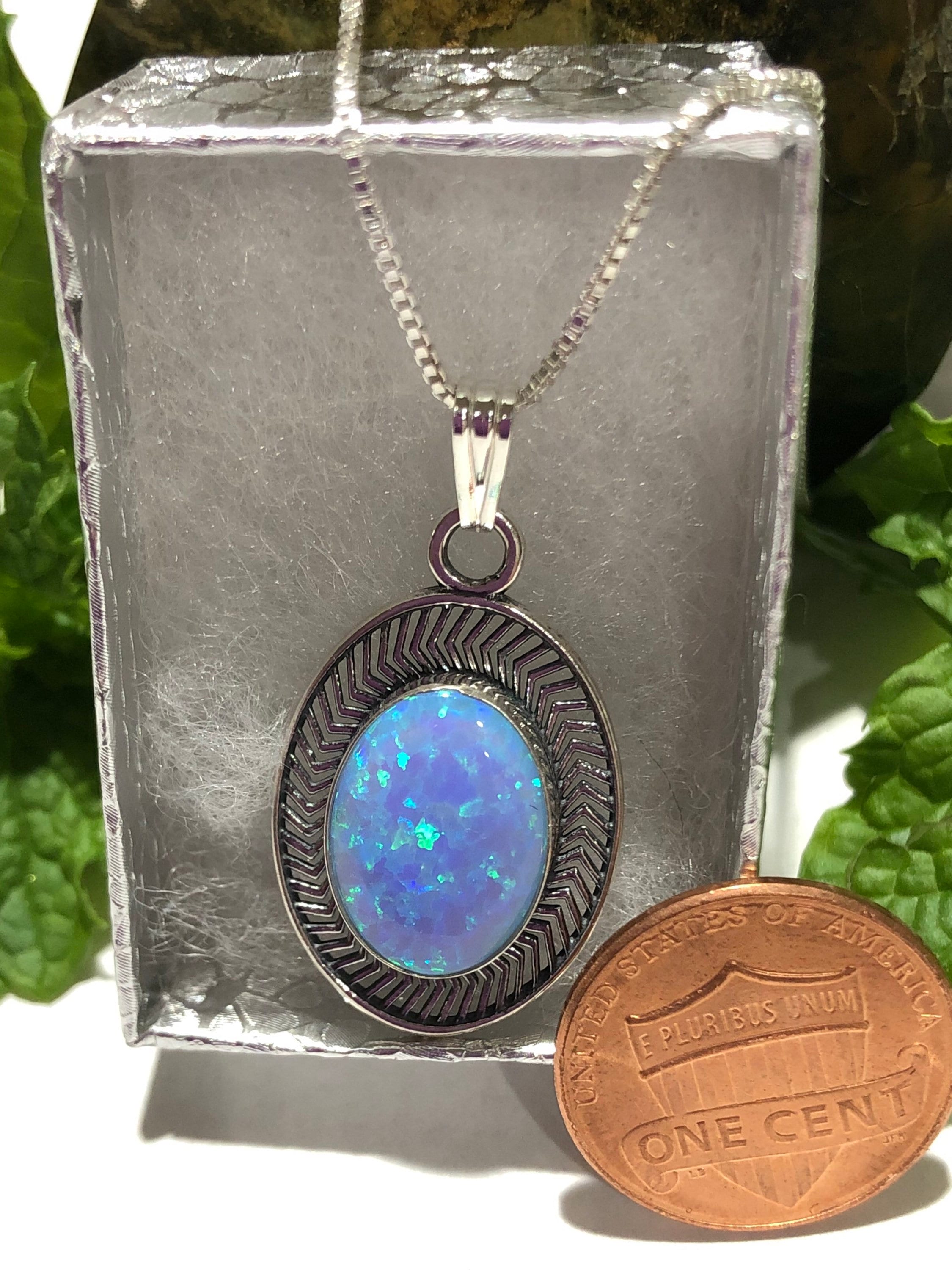 Blue Opal Pendants Necklaces/ Fire Opal Pendant /Simple Etsy