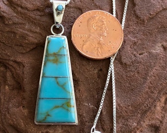 Turquoise pendant/Turquoise pendant necklaces/Sterling silver turquoise/ pendant/Necklaces 18 inches long