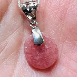 Pink Rhodochrosite pendant/ Rhodochrosite Pendant necklace/Sterling Silver pink pendant necklace/Pendant with box chain necklace