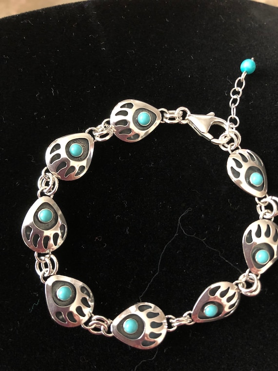 Star And Bear Vintage Southwest Sterling Silver Turquoise Bracelet Star And Bear Vintage Southwest Sterling Silver Turquoise Bracelet