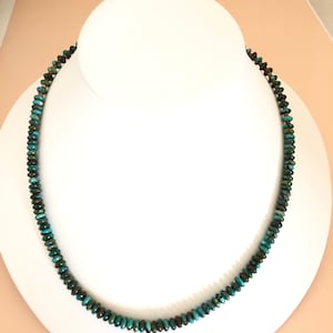 Natural Turquoise /Turquoise Beaded Necklace /Natural turquoise beads/ Sterling silver Natural turquoise necklace/Made in USA