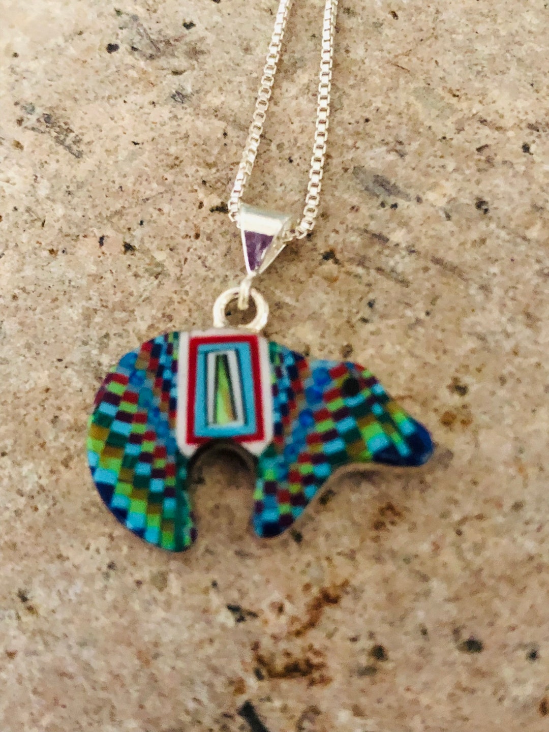 Bears/multi Color Bears /bears Necklace/inlay /multi Color Inlay ...