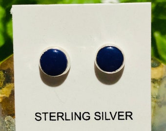 Blue earrings/Lapis earrings/Lapis studs earrings/Lapis dots studs/Sterling silver lapis dots earrings/Made in USA