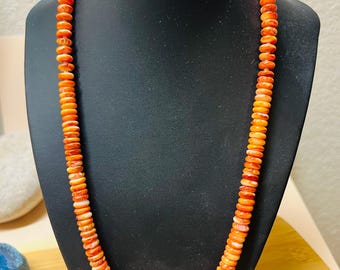 Spiny ostnecklaces /Natural Spiny Oyster shells Necklace/Sterling Silver orange color spiny oster necklaces/Made In USA