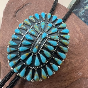 Southwestern Turquoise Bolo Tie/Gift for him Cabochon Cowboy Necktie Accessories/Men Necklace