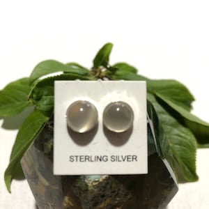 White studs earrings/MoonStone earring/white stone earrings/Nature stone earring /Genuine 925 Sterling Silver Stud Post Earring/Made in USA