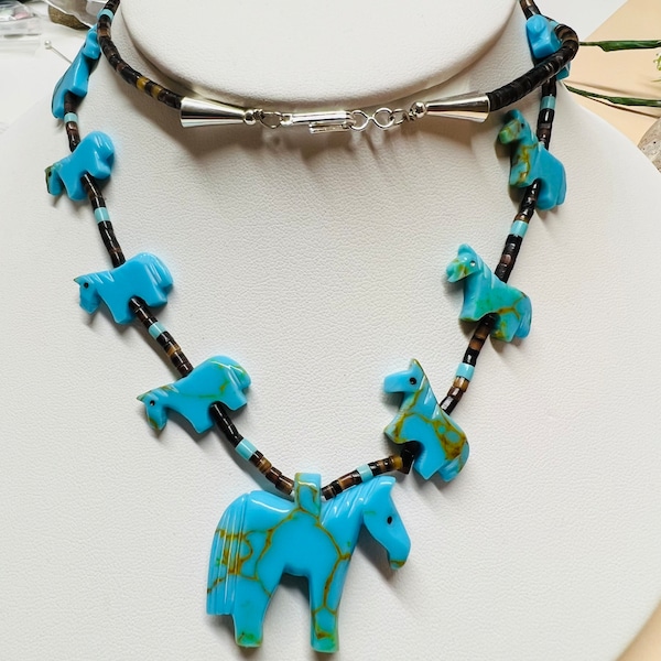 Horse necklaces/Turquoise horse necklaces/ Horse fetish /Animal fetish necklaces/