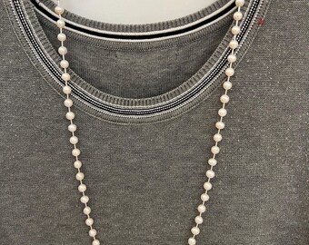 White pearl necklaces/ 30 inches necklaces/Long Mother pearl necklaces/Long 30 inches necklaces/Made in USA
