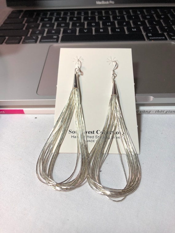 Liquid Silver Earrings 10-strand Sterling Silver- Handmade Liquid Silver Earrings 10-strand Sterling Silver- Handmade
