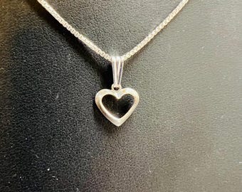 Open heart pendant /Sterling silver small open Heart pendant necklace
