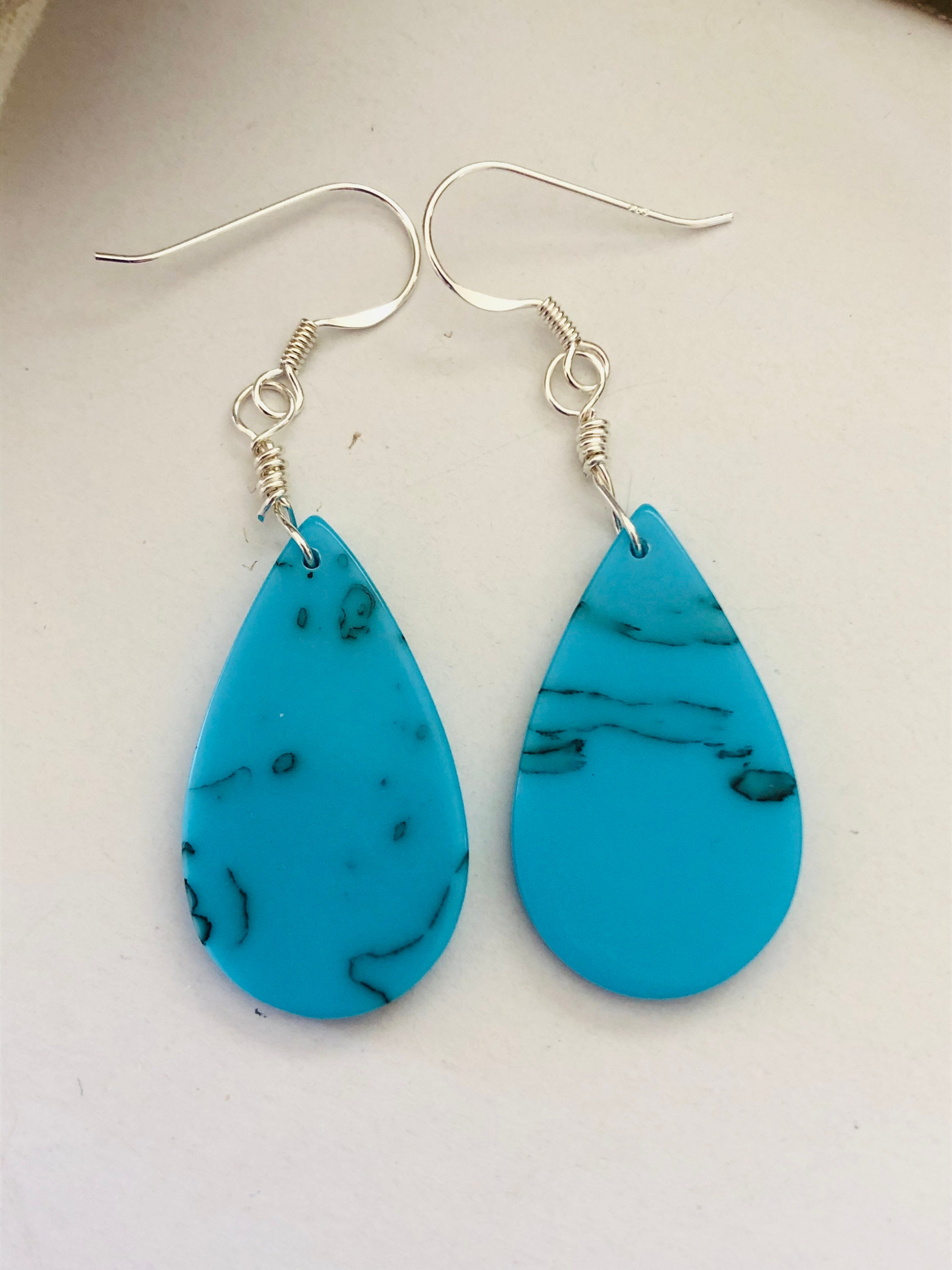 Turquoise earrings/Feather earrings/Turquoise feather Etsy