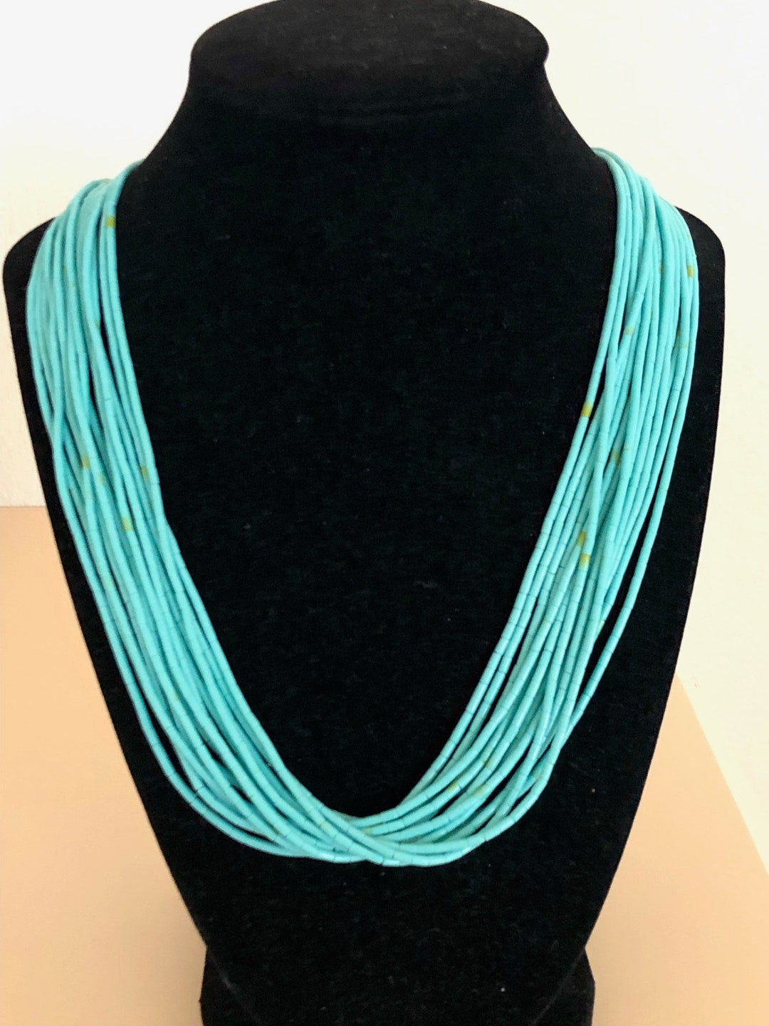 Turquoise Necklace/ Multi Strand Turquoise Heishi Necklace/15 Strands ...