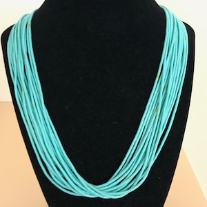 Turquoise necklace/ multi strand turquoise heishi necklace/15 strands 24 inches turquoise beaded necklace/Made in USA