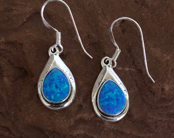 Blue earrings/Blue opal earrings/sterling silver blue Opal earrings/Opal/Teardrops opal