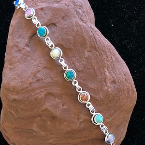Opal Bracelet/ Colorful bracelet/ Inlay bracelet/Blue Opal bracelet/Sterling silver 925 jewelry/Southwestern/Made in USA