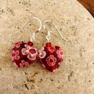 Heart Earrings/Multi color inlay /Red Heart Earring/Sterling Silver Heart/Semi precious stone Heart earrings