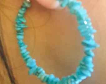 Turquoise earrings / Turquoise hoop earrings /Turquoise jewelry/Sterling silver hoop /Natural turquoise nuggets hoop earring/Made in USA