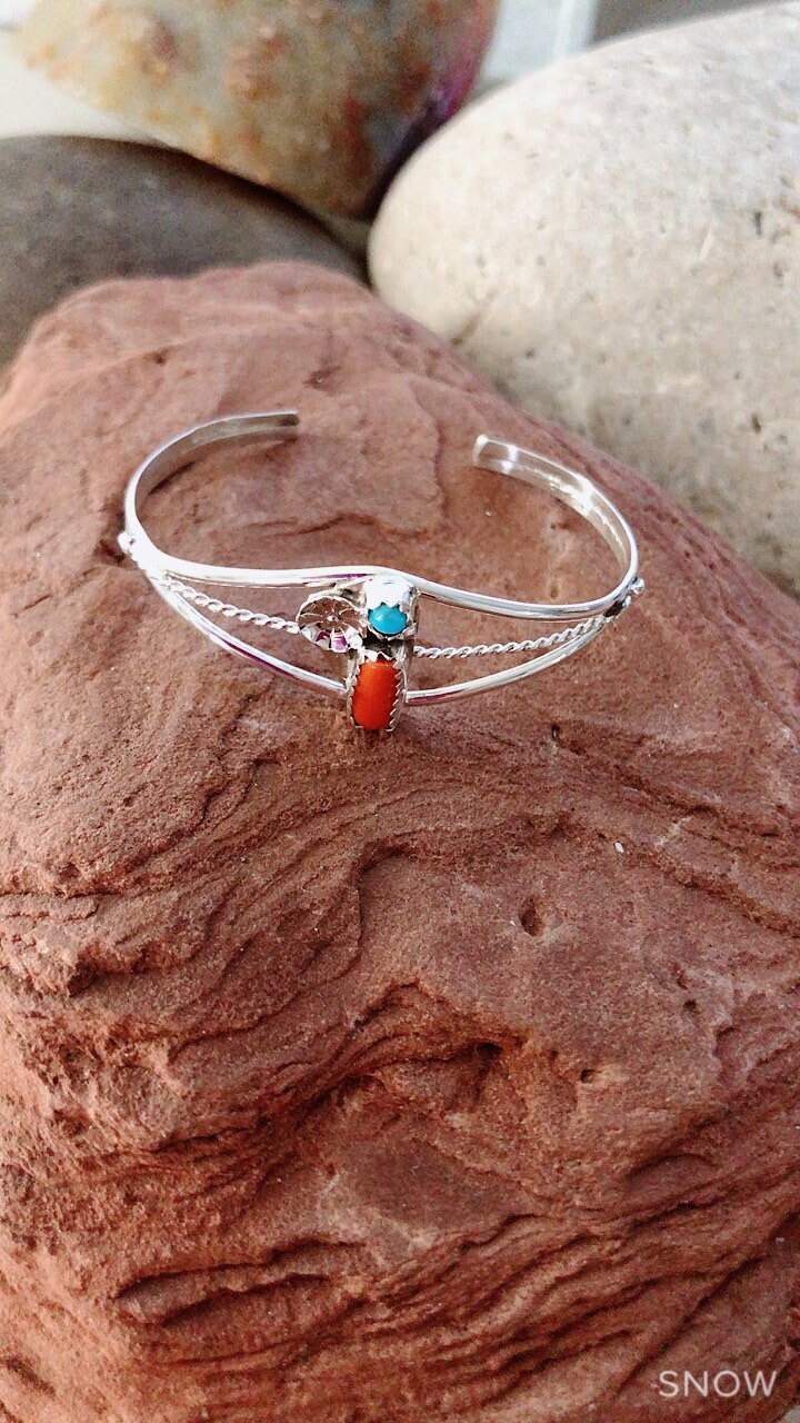 Baby bracelet/Sterling Silver turquoise and red kids Etsy