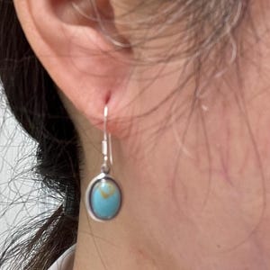 Sterling silver Southwestern blue turquoises dangle drops earrings