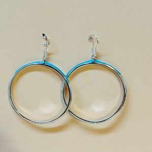 Hoop earrings/Inlay hoop earrings/Multi color hoop earrings/Big multi color inlay hoop/Silver hoop earrings /Loops mix color earrings