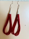 Red coral earrings/Red heishi earrings/Red coral heishi beaded earrings/Sterling Silver red coral earrings/Made in USA