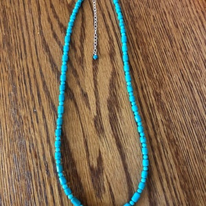 Natural Turquoise beaded necklaces/ 20 inches Turquoise beaded necklaces/Sterling Silver necklaces