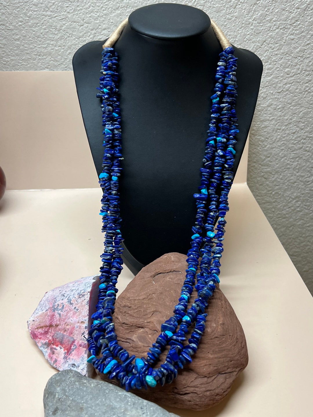 Blue Necklace/blue Lapis Necklace/blue Lapis Beaded Etsy
