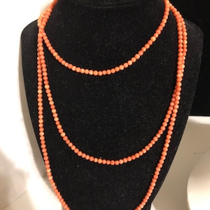 Pink coral necklace/Long pink coral necklace/Necklaces length 50 inches long/ Made in USA
