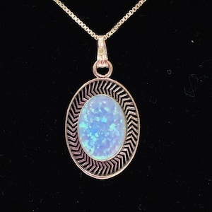 Blue Opal Pendants Necklaces/ Fire Opal Pendant /Simple Pendant /Sterling Silver blue Opal Necklace/Handmade Jewelry/Made in USA