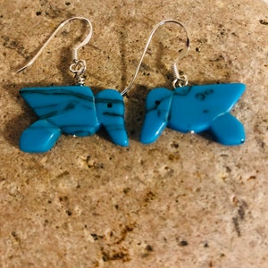 Lovely Hummingbird Earrings/Turquoise Bird Earrings /Sterling Silver dangle drop earrings