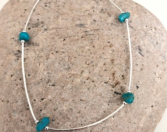 Anklet/silver Anklet/turquoise Anklet/turquoise nuggets Anklet/chain Anklet/Handmade in USA