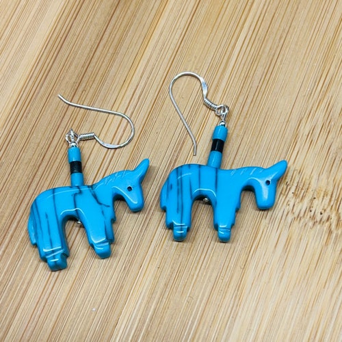 Horse/Horse blue Turquoise /Horse Sterling Silver Earrings/Horse Earrings/Earrings Turquoise/