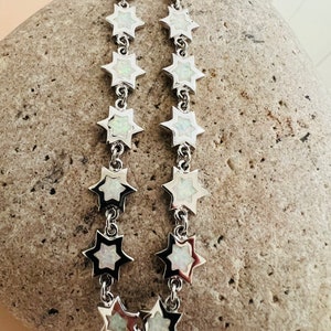 Bracelet/White opal bracelet/ Inlay bracelet/ Star Opal bracelet/Sterling silver white opal star bracelets/Southwestern jewelry