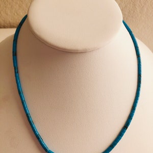 Turquoise necklace/ Turquoise heishi beaded necklaces/Dark blue beaded necklace/ Necklaces length 18 inches long/Make in USA