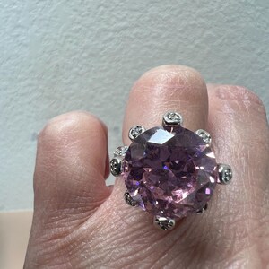 16mm CZ pink round cut diamonds Ring zize 6.5