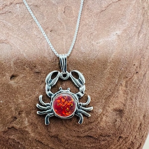 Crab Pendants/Red Opal Crab Pendant / Red Opal crab/Crab/Beach Jewelry/Animal pendant necklace/Handmade Jewelry/Made in USA
