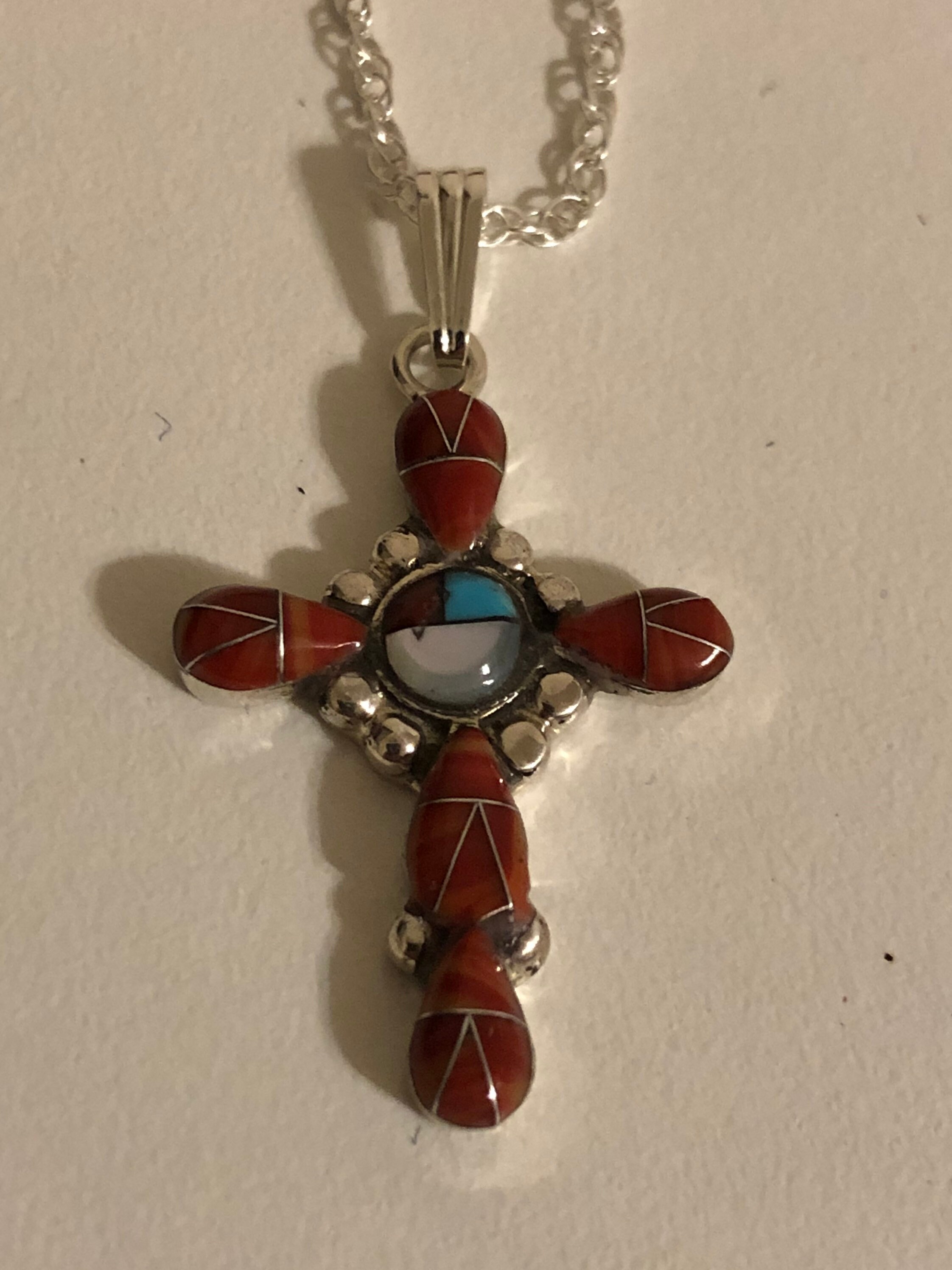 Red Cross necklaces / Southwestern inlay Red Cross pendent Etsy