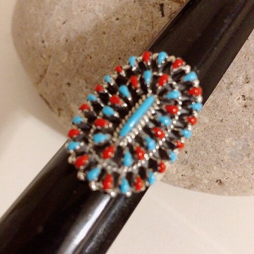 Turquoise ring/Ring/Blue and shops Red Clusters Ring/Sterling Silver petit Teardrop Jewelry/ Adjustable Band/Free Shipping in USA