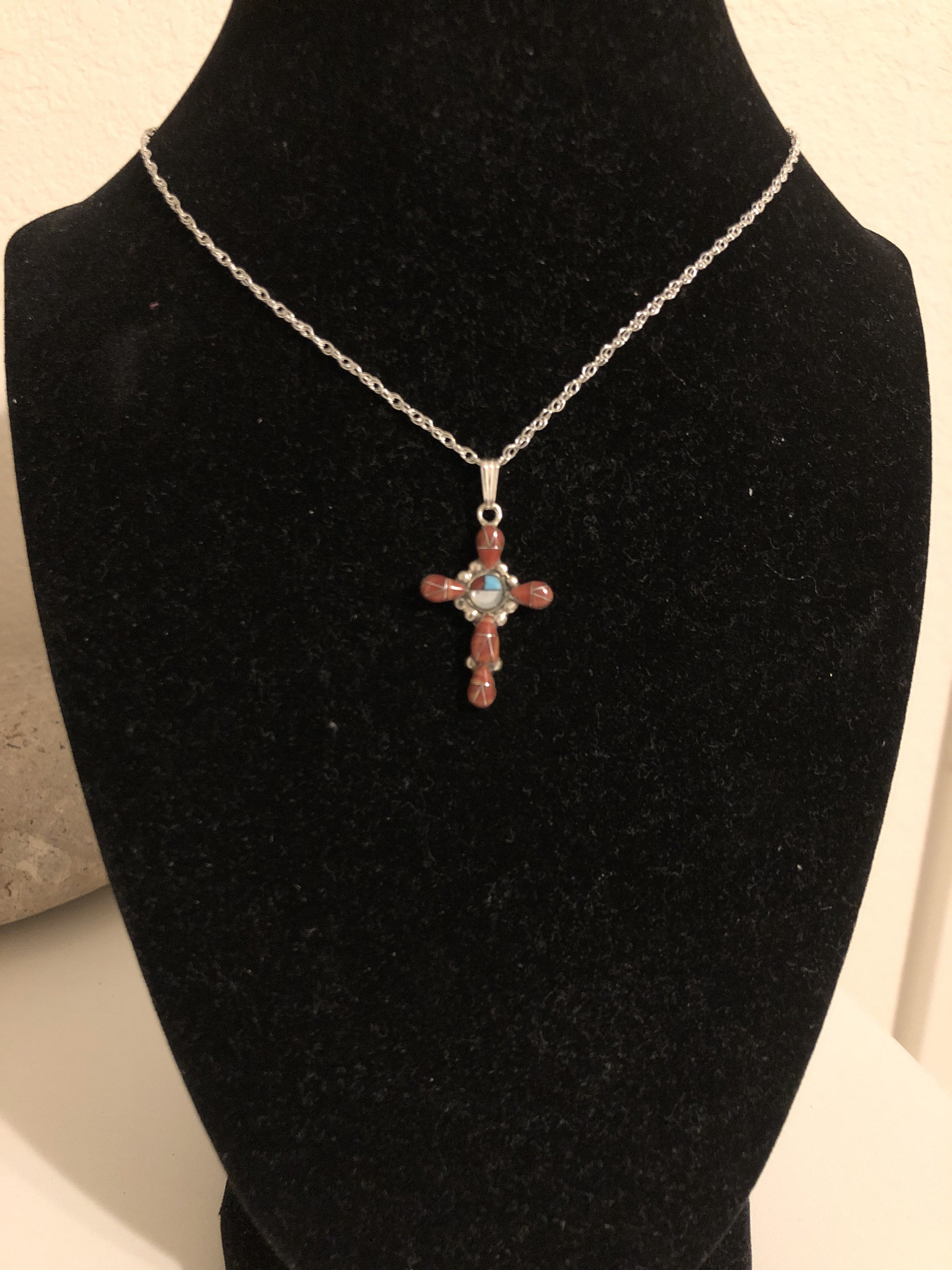 Red Cross necklaces / Southwestern inlay Red Cross pendent Etsy