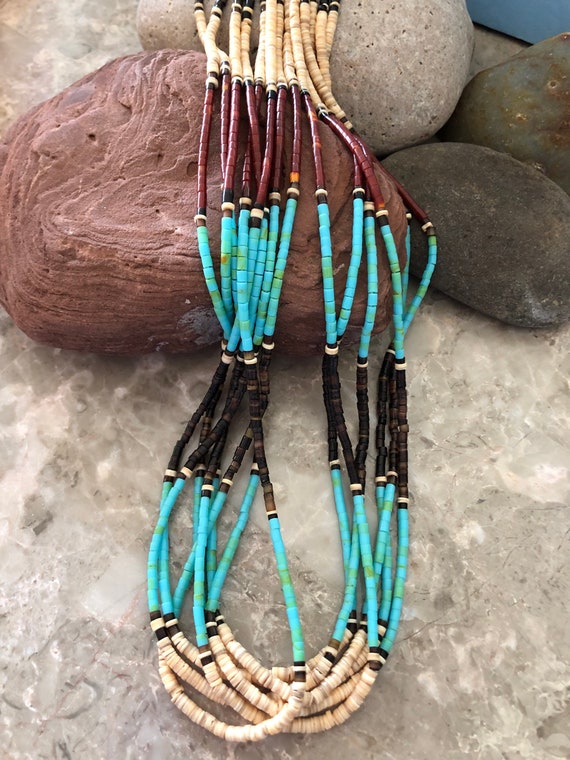 Colorful beaded necklace/Southwestern multi strands Heishi | Etsy